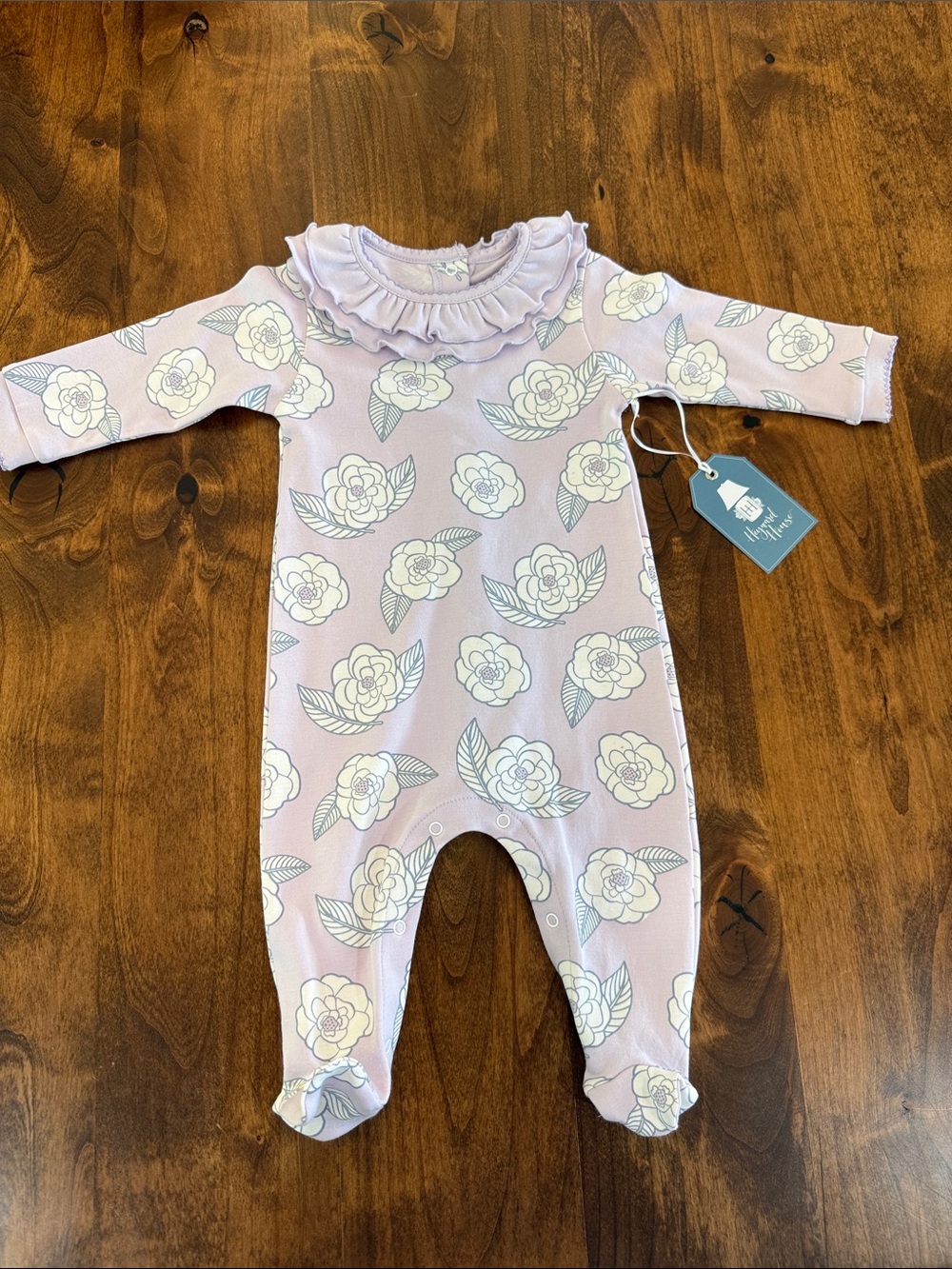 Infant Lavender Floral Ruffle Footie One-Piece